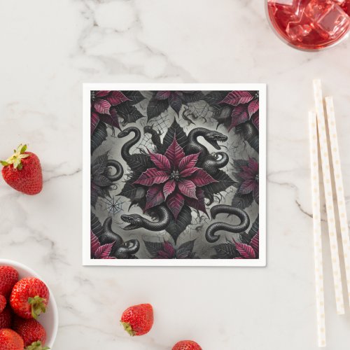 Witchy Venomous Poinsettia Blooms Découpage Napkins