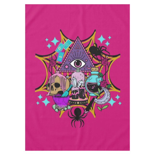 Witchy Vibes and Spiders Tablecloth (Front)