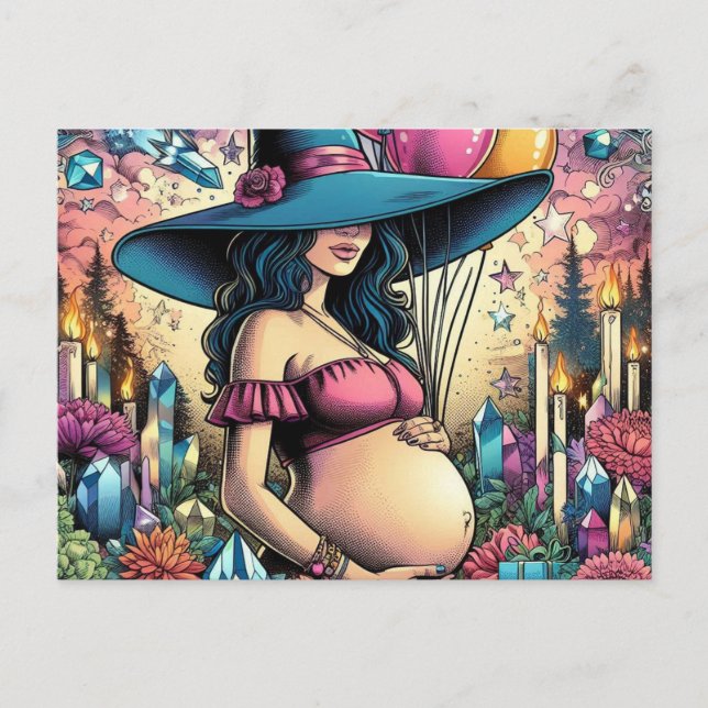 Witchy Vibes Baby Shower  Invitation Postcard (Front)