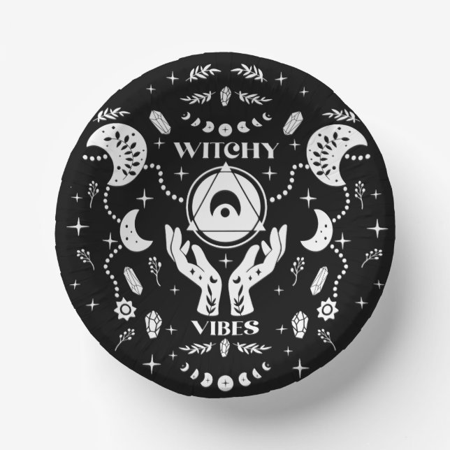 Witchy Vibes Halloween Paper Bowls (Front)