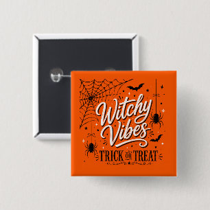 Witchy Vibes Halloween – Spooky Spider Web Trick  Button