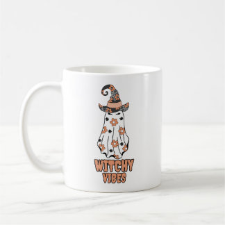 "Witchy Vibes" Halloween Witch Ghost Orange Coffee Mug