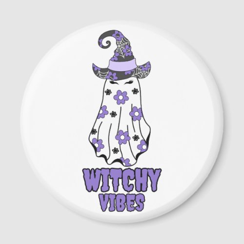 Witchy Vibes Halloween Witch Ghost Purple  Magnet