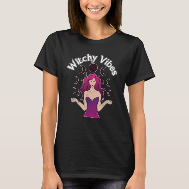 Witchy Vibes Inspirational Manifestation Crystals  T-Shirt (Front)