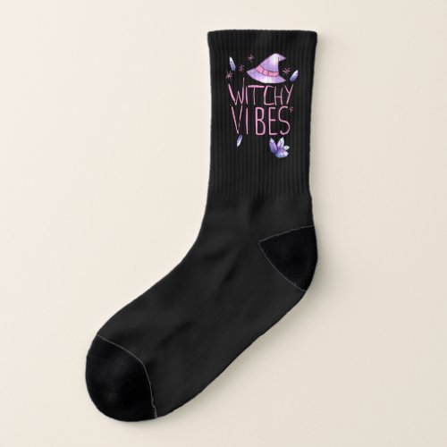 Witchy Vibes Print Pagan Crystal Graphics Mystic D Socks