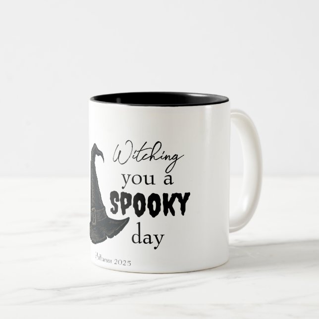 Witchy Vibes - Spooky & Stylish |  Two-Tone Coffee Mug (Front Right)