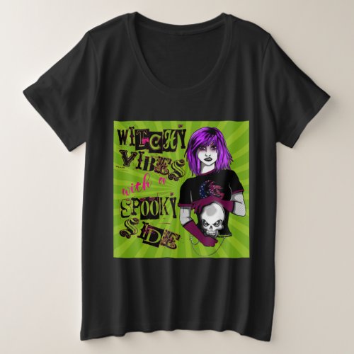Witchy Vibes with a Spooky Side Plus Size T_Shirt