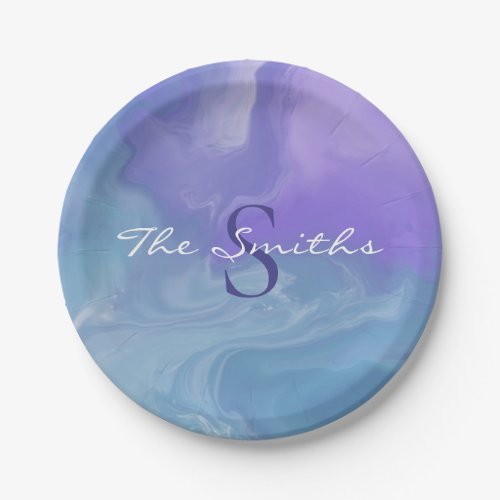 Witchy Watercolor Purple and Teal Custom Name Paper Plates