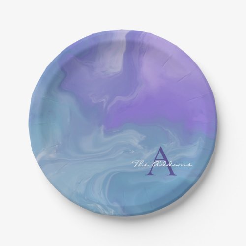 Witchy Watercolor Purple and Teal Custom Name Paper Plates