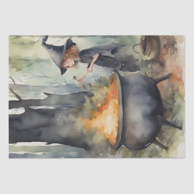 Witchy Watercolors in the Woods Decoupage Tissue Paper (Front)