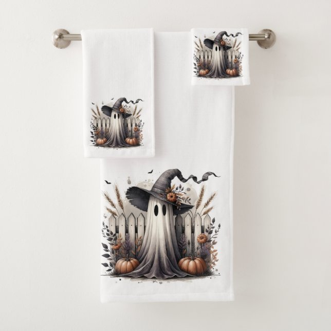 Witchy Welcome – Autumn Magic at the Fence Bath Towel Set (Insitu)
