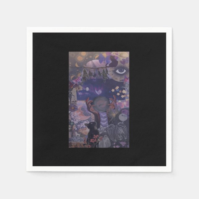 Witchy Whimsigoth Aesthetic With Cats Napkins (Front)