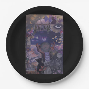 Witchy Whimsigoth Aesthetic With Cats Paper Plates