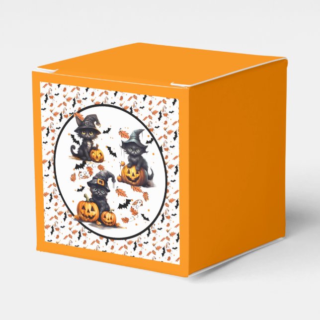 Witchy Whiskers & Pumpkin Parade Favor Boxes (Front Side)