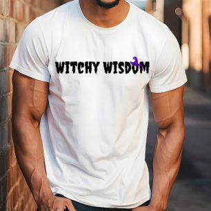 Witchy Wisdom halloween purple hat typography T-Shirt