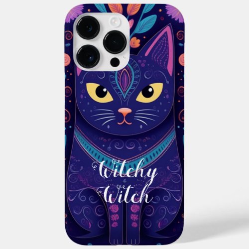 Witchy Witch Floral Cat Mid Century Boho Style Case_Mate iPhone 14 Pro Max Case