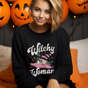 Witchy Woman Funny Pink Witch Halloween Sweatshirt