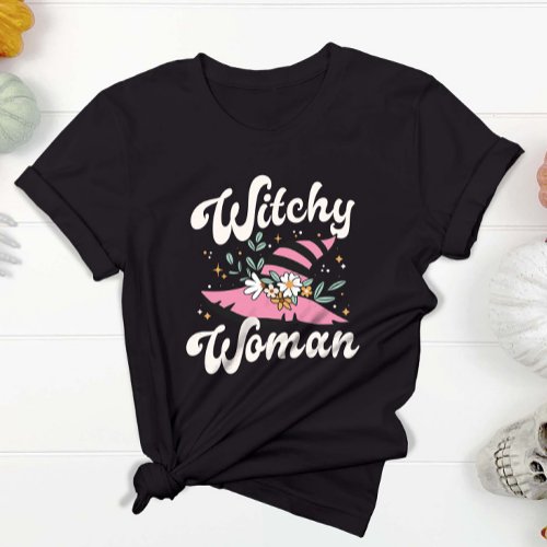 Witchy Woman Funny Pink Witch Halloween T_Shirt