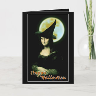 Witchy Woman Mona Lisa Halloween Card