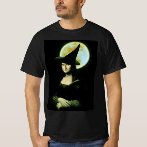 Witchy Woman Mona Lisa Halloween T_Shirt