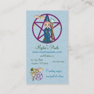 Witchy Woman Penctacle Pixel Art Business Card