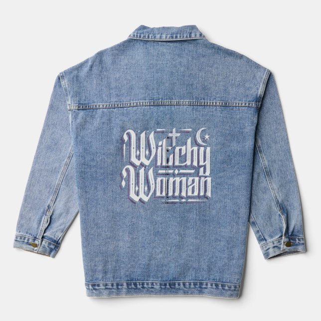 Witchy Woman Wicca Moon  Denim Jacket (Back)