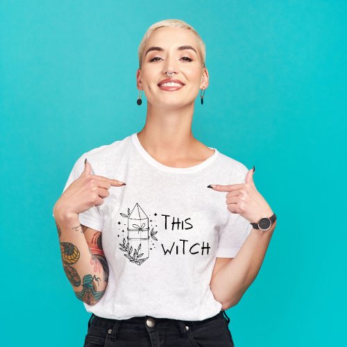 Witchy Womens Tshirt with Crystal Illustration