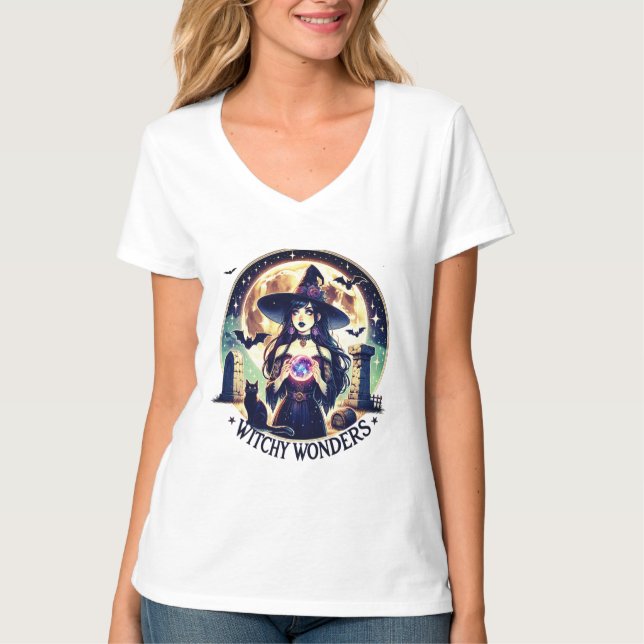 "Witchy Wonders" Halloween Crystal Ball Shirt (Front)