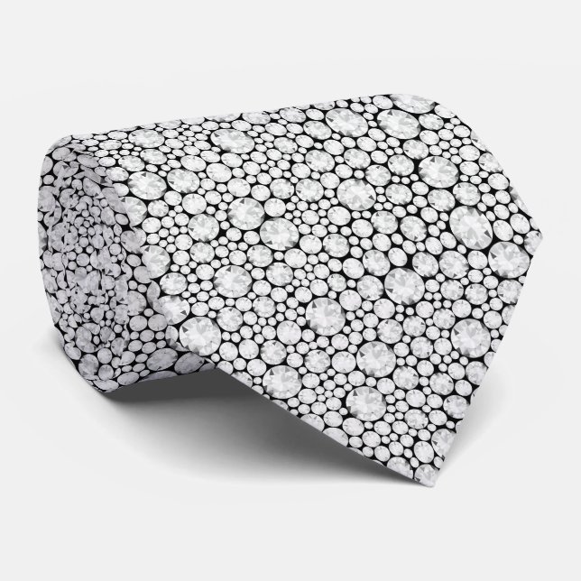 Wite diamonds seamless pattern neck tie (Rolled)