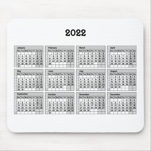 with 2022 calendar and week numbering _ Mouse Pad