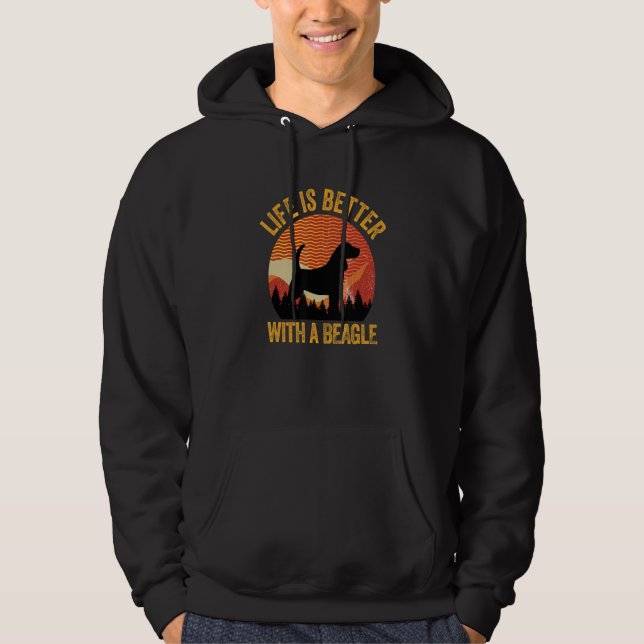 With a Beagle Retro Wavy Lines Hoodie (Front)