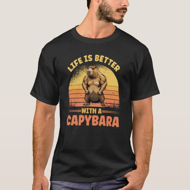 With A Capybara Cute Bodybuilder Rodent T-Shirt (Front)
