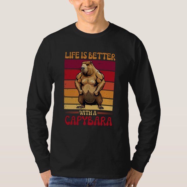 With A Capybara Fitness Bodybuilder  1 T-Shirt (Front)