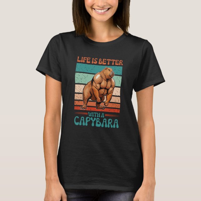 With A Capybara Fitness Bodybuilder T-Shirt (Front)