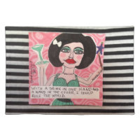WITH A DRINK IN ONE HAND AND A WAND IN THE OTHER CLOTH PLACEMAT