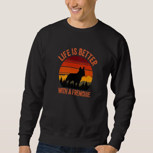 With A Frenchie Retro Forest Sky Sweatshirt (Front)
