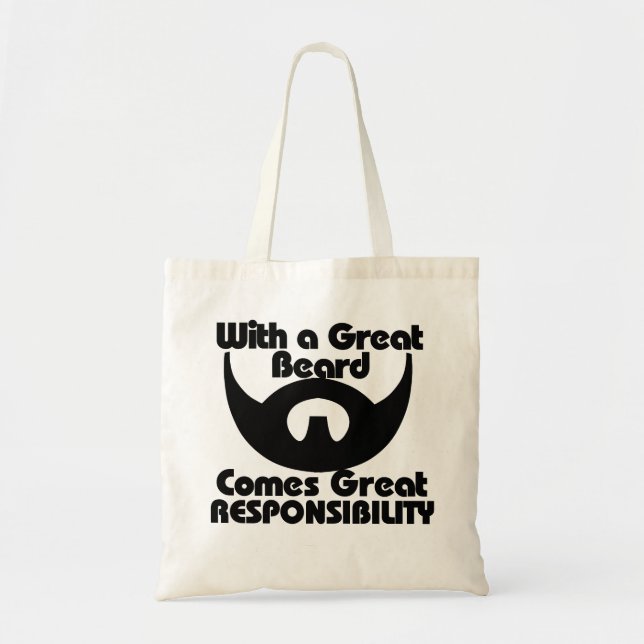 With a great beard comes great resposibility tote bag (Front)