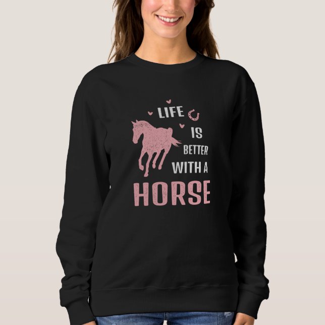 with a horse Riding stable Equestrian Sweatshirt (Front)