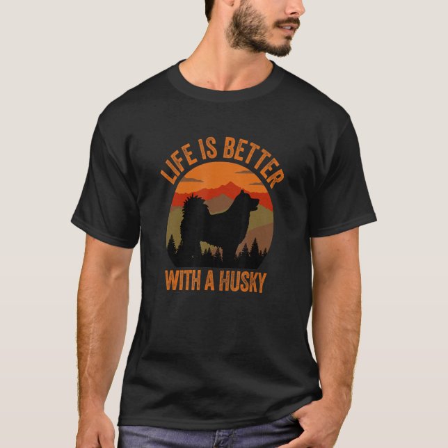 With A Husky Country Vintage Dog T-Shirt (Front)