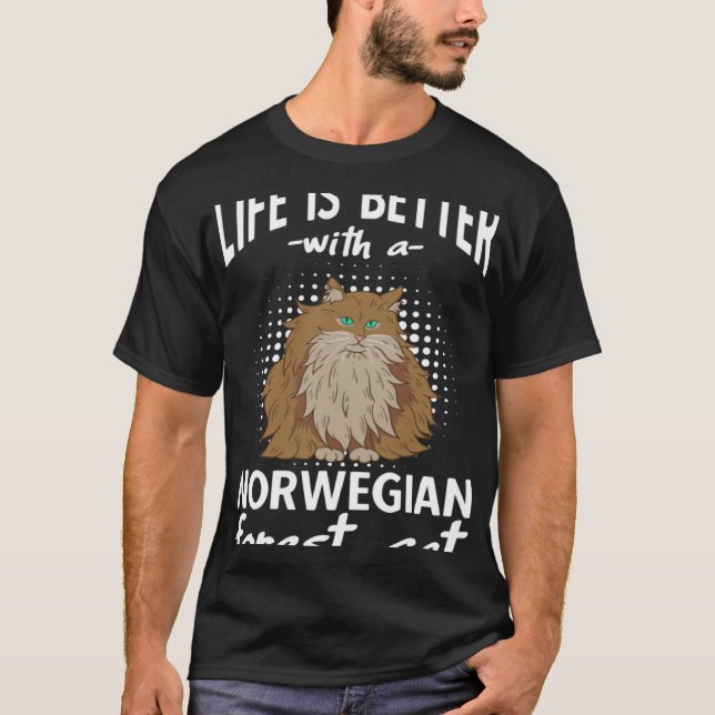 With A Norwegian Forest Cat T-Shirt (Front)