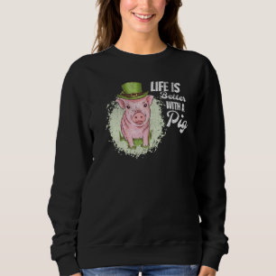 With A Pig Saint Paticks Day Shamrock C Sweatshirt