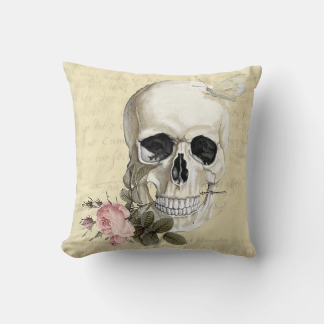With a rose between my teeth throw pillow (Front)