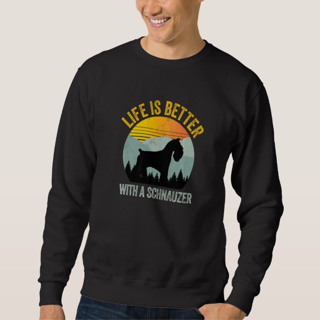 With A Schnauzer Retro Summer Distressed Sweatshirt (Front)