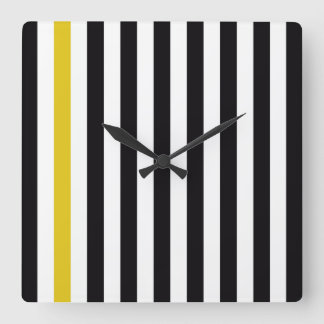 With A Yellow Stripe Square Wall Clock