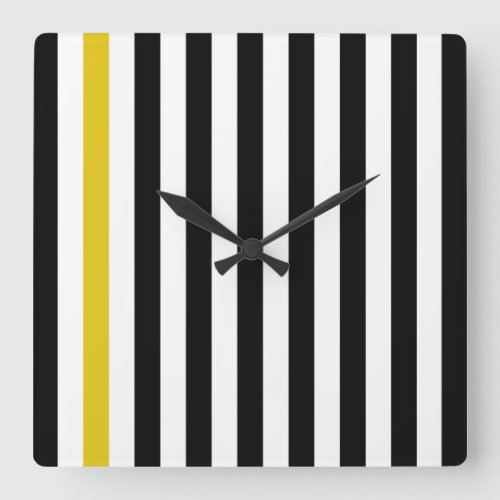 With A Yellow Stripe Square Wall Clock