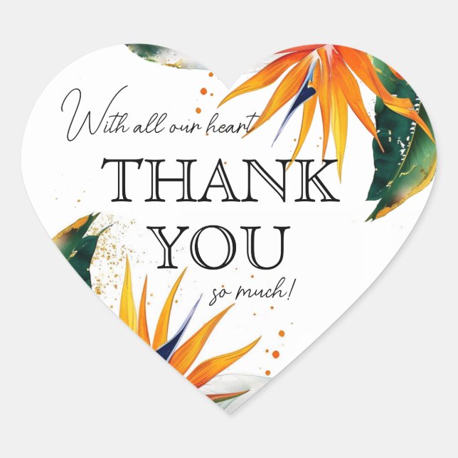 With all our heart... Birds of Paradise Bliss Heart Sticker (Front)