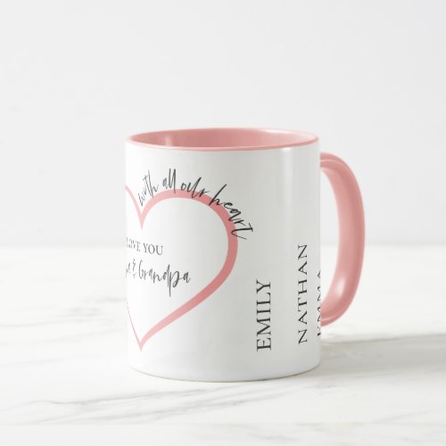 With All Our Heart Grandparents Cute Illustration Mug