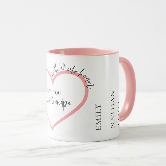 With All Our Heart Grandparents Cute Illustration Mug (Front Right)