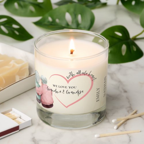 With All Our Heart Grandparents Cute Illustration  Scented Candle