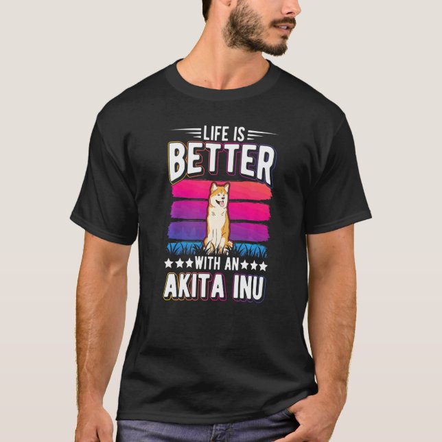 With An Akita Inu T-Shirt (Front)